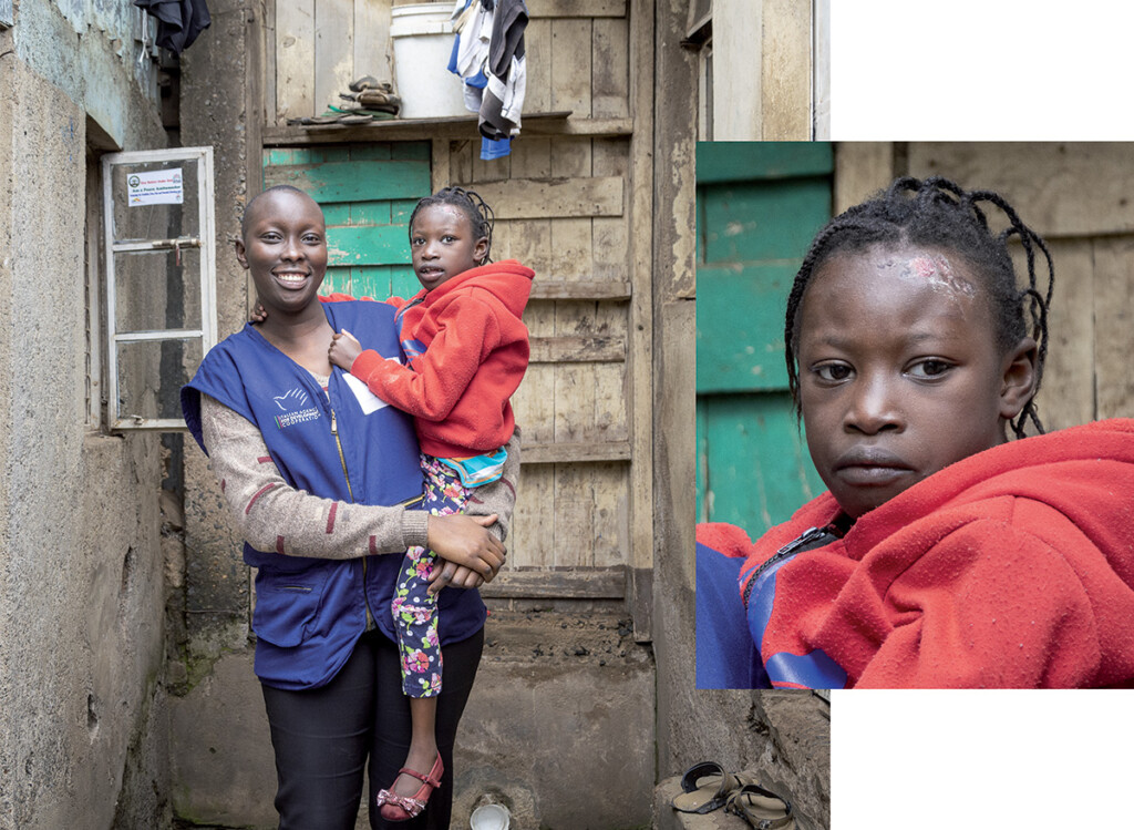 donna e primo piano di bambina in kenya