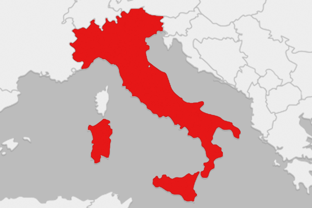 mappa Italia rossa